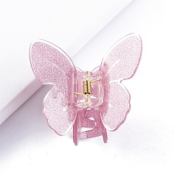 Flamingo Butterfly PVC Claw Hair Clips, Hair Accessories for Women & Girls, Flamingo, 56x52x60mm