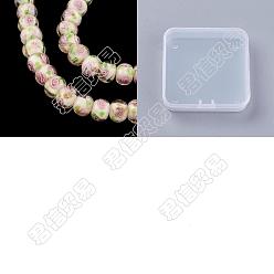 Pink 60шт. бусины-лэмпворк ручной работы в форме ронделя с золотистым песком и внутренним цветком, розовые, 10~11x8 мм, отверстие : 1.5~2 мм