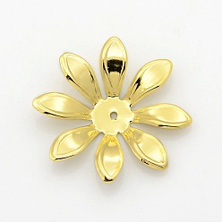 Golden 8-Petal Iron Flower Bead Caps, Golden, 29x2mm, Hole: 1mm