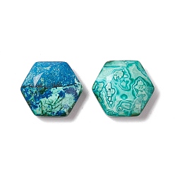Chrysocolla Natural Chrysocolla Cabochons, Faceted, Hexagon, 10~10.5x12x4mm