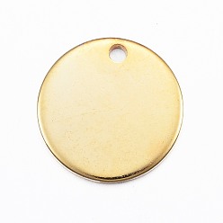 Golden 304 Stainless Steel Charms, Flat Round, Stamping Blank Tag, Golden, 13x1mm, Hole: 1mm