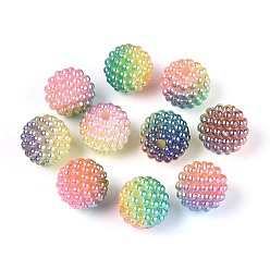 Разноцветный Имитация жемчуга акриловые, Берри бисера, комбинированные бисером, круглые, красочный, 15.5 мм, отверстие : 2.5 мм, около 200 шт / упаковка