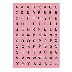 Pink Alphabet Initial Letter A~Z PVC Plastic Self-Adhesive Stickers, Pink, 140x100mm, Stickers: 9mm