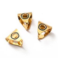 Black 304 Stainless Steel Snap on Bails, with Enamel, Triangle, Golden, Black, 9x8x7mm, Pin: 1mm