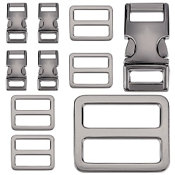 Gunmetal Gorgecraft 10Pcs 2 Style Alloy Adjustable Quick Side Release Buckles, for Luggage Straps Backpack Repairing, Rectangle, Gunmetal, 30x15x7mm, Hole: 10.5x3mm, 2 style, 5pcs/style, 10pcs