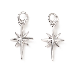 Платина Стойки обшивки латунные подвески, с прыжковых колец, звезда, платина, 16.5x9x2.5 мм, отверстие : 3.4 мм