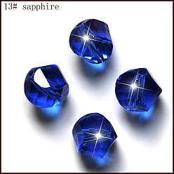 Blue Imitation Austrian Crystal Beads, Grade AAA, Faceted, Polygon, Blue, 6mm, Hole: 0.7~0.9mm