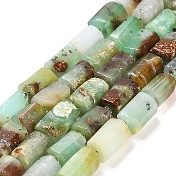 Chrysoprase Natural Chrysoprase Beads Strands, with Seed Beads, Faceted Column, 9~11x6~7.5x6~7.5mm, Hole: 1.2mm, about 30pcs/strand, 15.16~15.55 inch(38.5~39.5cm)