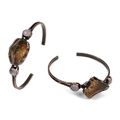 Лимонный Кварц Браслеты-манжеты из натурального лимонного кварца и кристаллов кварца, ювелирные изделия из латуни с покрытием из красной меди для женщин, без кадмия и без свинца, внутренний диаметр: 2~2-1/4 дюйм (5~5.6 см)