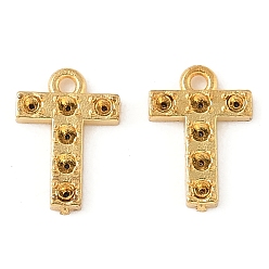 Letter T 304 Настройки горный хрусталь из нержавеющей стали кулон, золотые, Письмо T, пригодный для стразов 1 мм, 8x5.5x1 мм, отверстие : 0.7 мм