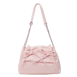 Розовый Женская сумка через плечо из искусственной кожи с бантом, рюкзак, туманная роза, 31x22x9 см