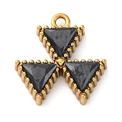 Черный Ионное покрытие (IP) 304 подвески из циркония из нержавеющей стали, реальный 18 k позолоченный, чёрные, 12.5x12.5x3 мм, отверстие : 1.2 мм