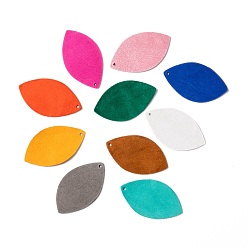Mixed Color Eco-Friendly Sheepskin Leather Pendants, Leaf, Mixed Color, 46x27x1mm, Hole: 1.5mm