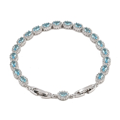 Синий Теннисные браслеты из платиновой латуни с микропаве из кубических цирконий, браслеты для женщин, овальные, с группы часы застежками, долговечный, синие, 8-5/8 дюйм (22 см), 6 мм