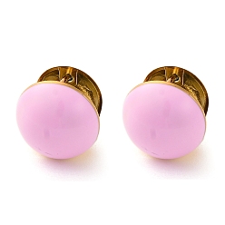 Pink Круглые серьги-кольца из нержавеющей стали с вакуумным покрытием pvd, с эмалью, круглые, розовые, 16x15x16 мм