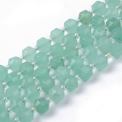 Green Aventurine Natural Green Aventurine Beads Strands, Round, Dyed, Faceted, 7~8x8mm, Hole: 1.2mm, about 37pcs/strand, 14.76 inch(37.5cm)