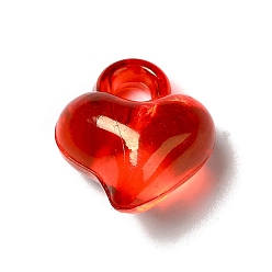Red Transparent Acrylic Pendants, Asymmetrical Heart Charm, Red, 15.5x14x9.5mm, Hole: 3mm, about 610pcs/500g