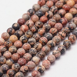 Léopard Perles de jaspe en peau de léopard naturel, ronde, 3mm, trou: 0.5mm, environ 125 pcs/chapelet