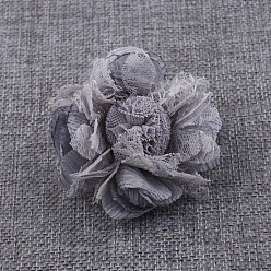Gris Clair Fleur en tissu pour accessoires de cheveux diy, fleurs d'imitation pour chaussures et sacs, gris clair, 65mm