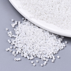 White Glass Seed Beads, Fit for Machine Eembroidery, Opaque Colours Luster, Round, White, 2x1.5mm, Hole: 1mm, about 30000pcs/bag