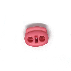 Light Coral Nylon Cord Locks Clip Ends, Double Hole Drawstring Stopper Fastener Buttons, Light Coral, 1.8x2cm, Hole: 4mm