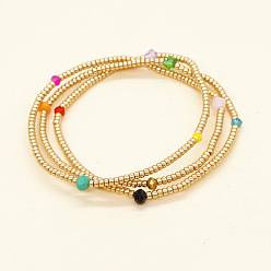 MI-B220028A Fashionable Glass and Crystal Beaded Multi-Layered Bracelet for Women