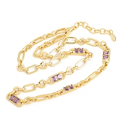 Фиолетовый 7 мм латунная цепочка с фиаро и инкрустацией кубическим цирконием, без кадмия и без свинца, стойки покрытие, долговечный, реальный 18 k позолоченный, фиолетовые, 18.11 дюйм (46 см)
