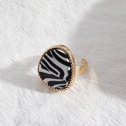 Серый Модное кольцо из ракушки с геометрическим узором - регулируемый открытый дизайн, универсальные и персонализированные украшения