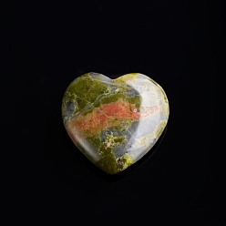 Unakite Natural Unakite Love Heart Stone, Pocket Palm Stone for Reiki Balancing, Home Display Decorations, 20x20mm