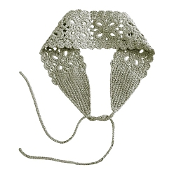 Dark Gray Solid Color Flower Crochet Wool Elastic Headbands, Wide Hair Accessories for Girls, Dark Gray, 900x63mm