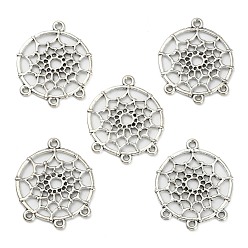 Серебро Компоненты люстры из тибетского сплава с паутиной, без кадмия и без свинца, серебряные, 34x28x2 мм, Отверстие : 2 мм , около 380 шт / 1000 г