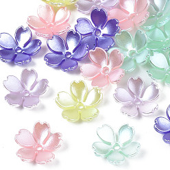 Mixed Color Spray Paint ABS Plastic Imitation Pearl Beads, Flower, Mixed Color, 14x15x4mm, Hole: 1.5mm
