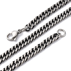 Черный Цвет Металла 4.5мм 201 ожерелья из витой кубинской цепочки из нержавеющей стали, металлический черный , 23.98 дюйм (60.9 см)