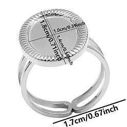 Stainless Steel Color 304 Stainless Steel Cuff Ring Findings, Bezel Cup Ring Settings with Oval Tray, Stainless Steel Color, Tray: 10x7mm, Inner Diameter: 17mm, Wide: 18mm