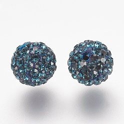 207_Montana Half Drilled Czech Crystal Rhinestone Pave Disco Ball Beads, Small Round Polymer Clay Czech Rhinestone Beads, 207_Montana, PP8(1.4~1.5mm), 6mm, Hole: 1.2mm