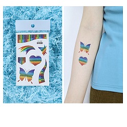 Heart Pride Rainbow Flag Removable Temporary Tattoos Paper Stickers, Heart, 12x7.5cm