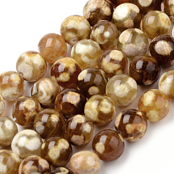 Fire Agate Natural Fire Crackle Agate Beads Strands, Dyed & Heated, Round, 6~6.5mm, Hole: 1mm, about 63pcs/strand, 15.5 inch