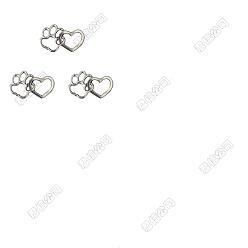 Античное Серебро 30 шт. Подвески из сплава в тибетском стиле, отпечаток лапы с сердцем, античное серебро, 20x31 мм