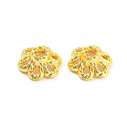 Real 18K Gold Plated Rack Plating Alloy Bead Cap, Flower, Real 18K Gold Plated, 6.5x6x3mm, Hole: 1.2mm