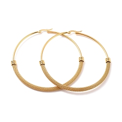 Golden Vacuum Plating 201 Stainless Steel Mesh Chain Shape Big Hoop Earrings with 304 Stainless Steel Pin for Women, Golden, 78x78.5x6mm, Pin: 0.6mm