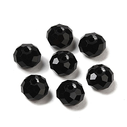 Black Glass Imitation Austrian Crystal Beads, Faceted, Rondelle, Black, 8x5~5.5mm, Hole: 1.2~1.5mm