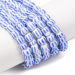 Королевский синий Бусы лэмпворк ручной работы, 2 тон, колонка, королевский синий, 3~4.5x2~4 мм, отверстие : 0.8 мм, около 99~103 шт / нитка, 15.35 дюйм (39 см)