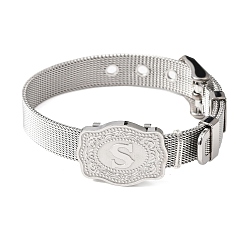 Letter S 304 Браслеты-цепочки из нержавеющей стали для часов (женские и мужские), овальный с буквой, цвет нержавеющей стали, Письмо с, 8.54 дюйм (21.7 см)