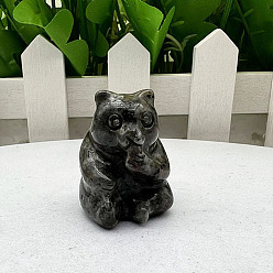 Лабрадорита Скульптурные украшения из натурального лабрадорита, для украшения стола домашнего офиса, медведь, 30~40 мм