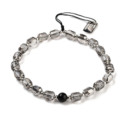 Серый Мобильные ремни из нержавеющей стали и стеклянных бусин, серые, 12~12.5 см