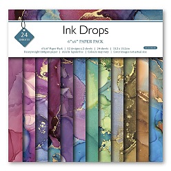 Mixed Color 12 Sheets 12 Styles Ink Drops Theme Scrapbooking Paper Pads, Simple Junk Journal Decorative Craft Paper Pad, Mixed Color, 152x152mm, 1 sheet/style