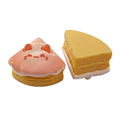 Pink Кабошоны из смолы, чизкейк с мордочкой кота, розовые, 16x23 мм