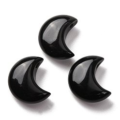 Обсидиан Природные обсидиана бусы, 3d форма полумесяца, Топ пробуренной, 25~25.5x20~21x9~10.5 мм, отверстие : 2.5 мм