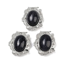 Синий Драгоценный Камень Синтетические овальные многорядные звенья из синего золота, в форме ракушки с латунными звеньями в форме морской звезды, платина, стойки покрытие, 26.5x23.5x11 мм, отверстие : 2 мм