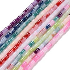 Mixed Color Glass Beads Strands, Bamboo Stick Shape, Mixed Color, 11.5~12x8~8.5mm, Hole: 1.1mm, about 30Pcs/strand, 14.17 inch(36cm)